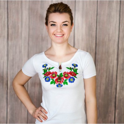 Embroidered t-shirt "Bouquet of Cornflowers"